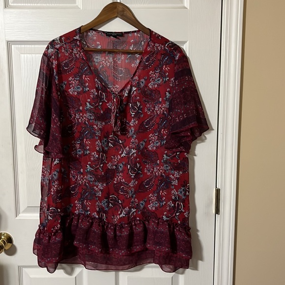 Signature Studio Plus Size Ladies Multicolor Shirt Size 1X See Threw - Picture 3 of 7